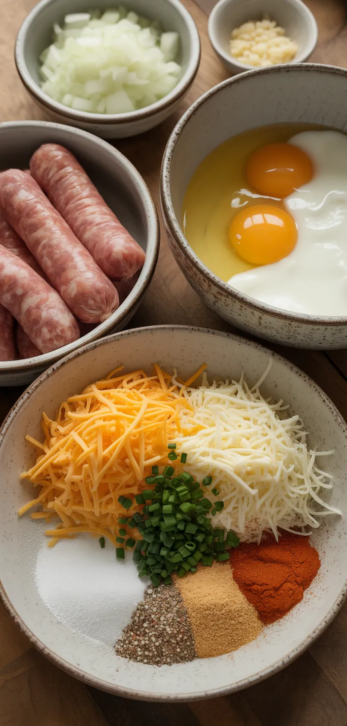 Ingredients photo for Ultimate Savory Breakfast Sausage & Cheese Casserole Recipe