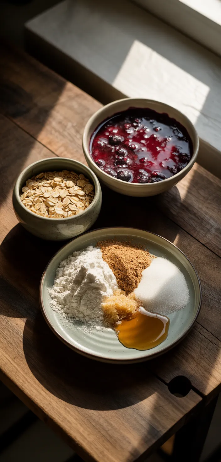 Ingredients photo for Vegan Blueberry Breakfast Bars Recipe