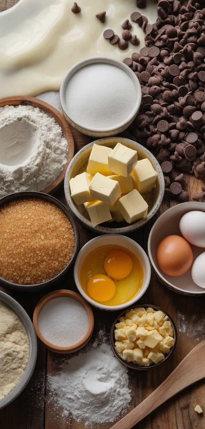 Ingredients photo for Chewy Brown Butter Chocolate Chip Cookies Recipe