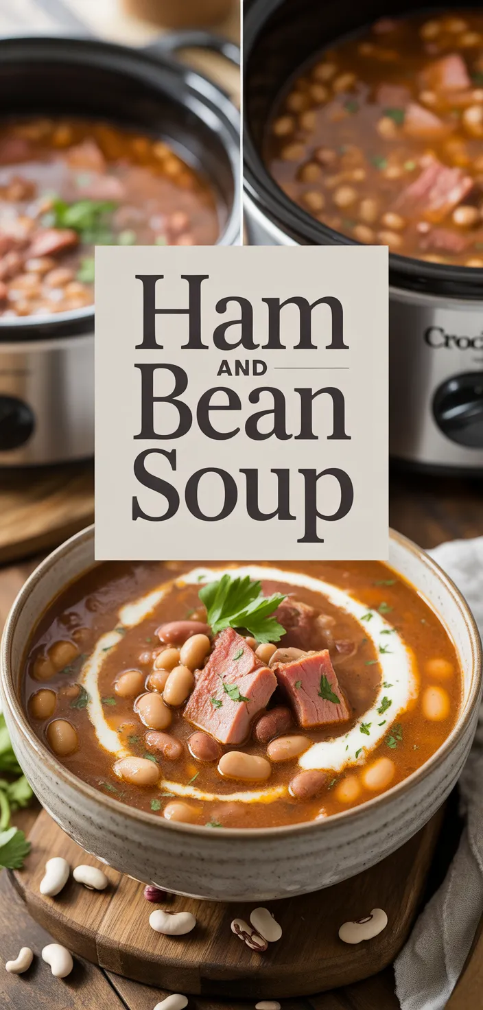 A photo of Crock Pot Ham And Bean Soup Recipe