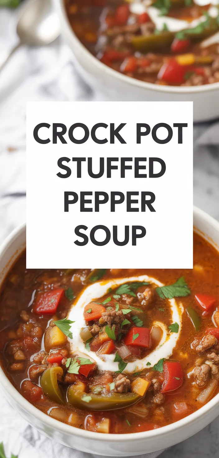 A photo of Crock Pot Stuffed Pepper Soup Recipe