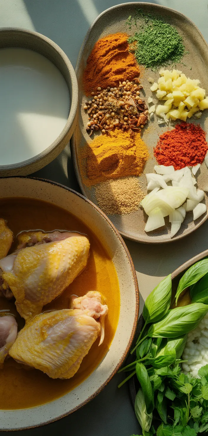 Ingredients photo for Basil Chicken With Coconut Curry Sauce Recipe