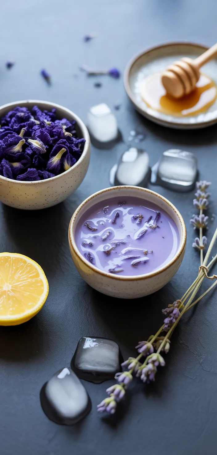Ingredients photo for Butterfly Pea Flower Iced Latte Recipe