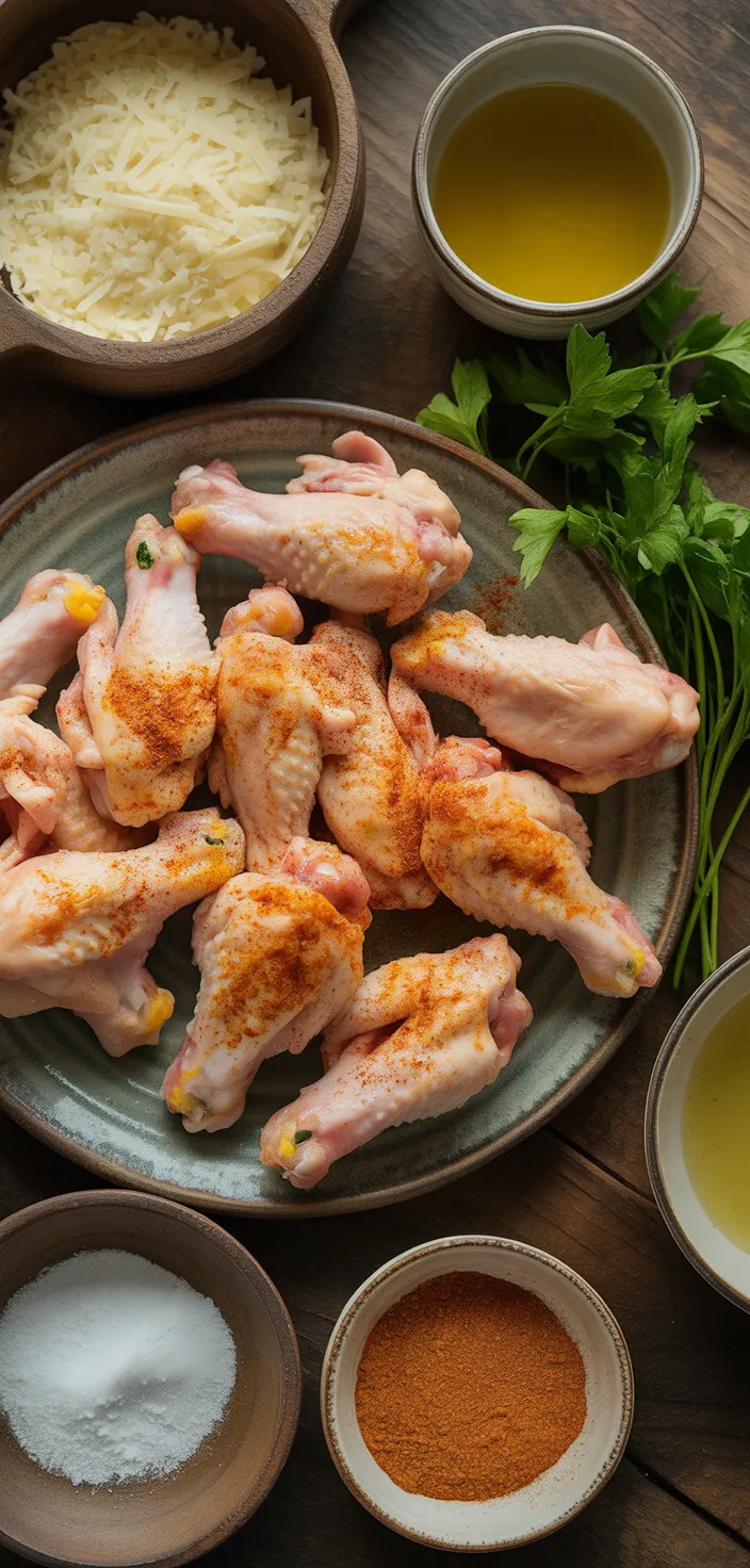 Ingredients photo for Easy Garlic Parmesan Chicken Wings Recipe