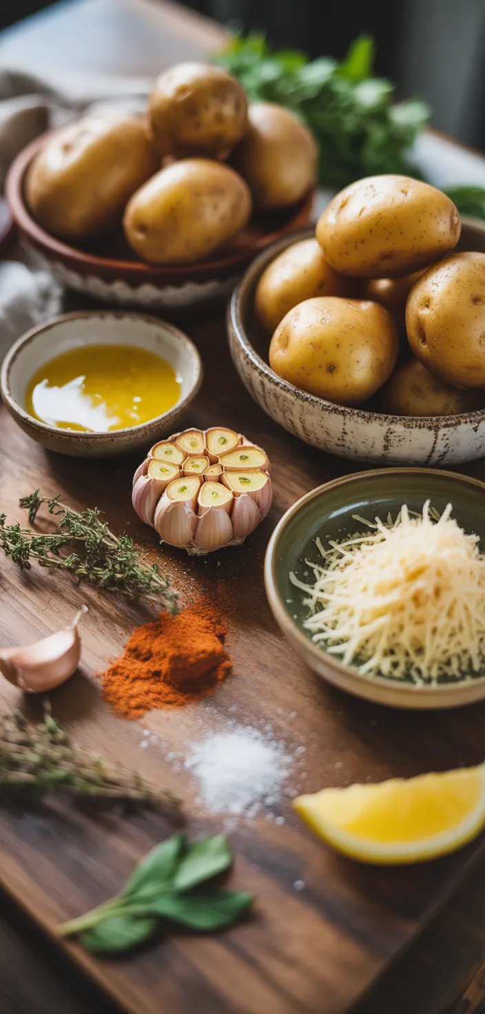 Ingredients photo for Roasted Garlic Butter Parmesan Potatoes Recipe