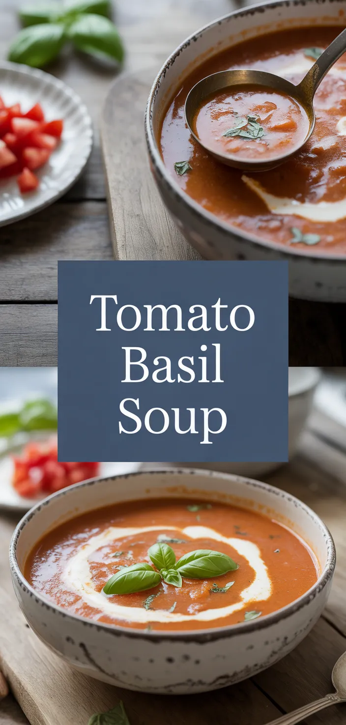 A photo of Best Creamy Tomato Basil Soup (Panera Copycat) Recipe