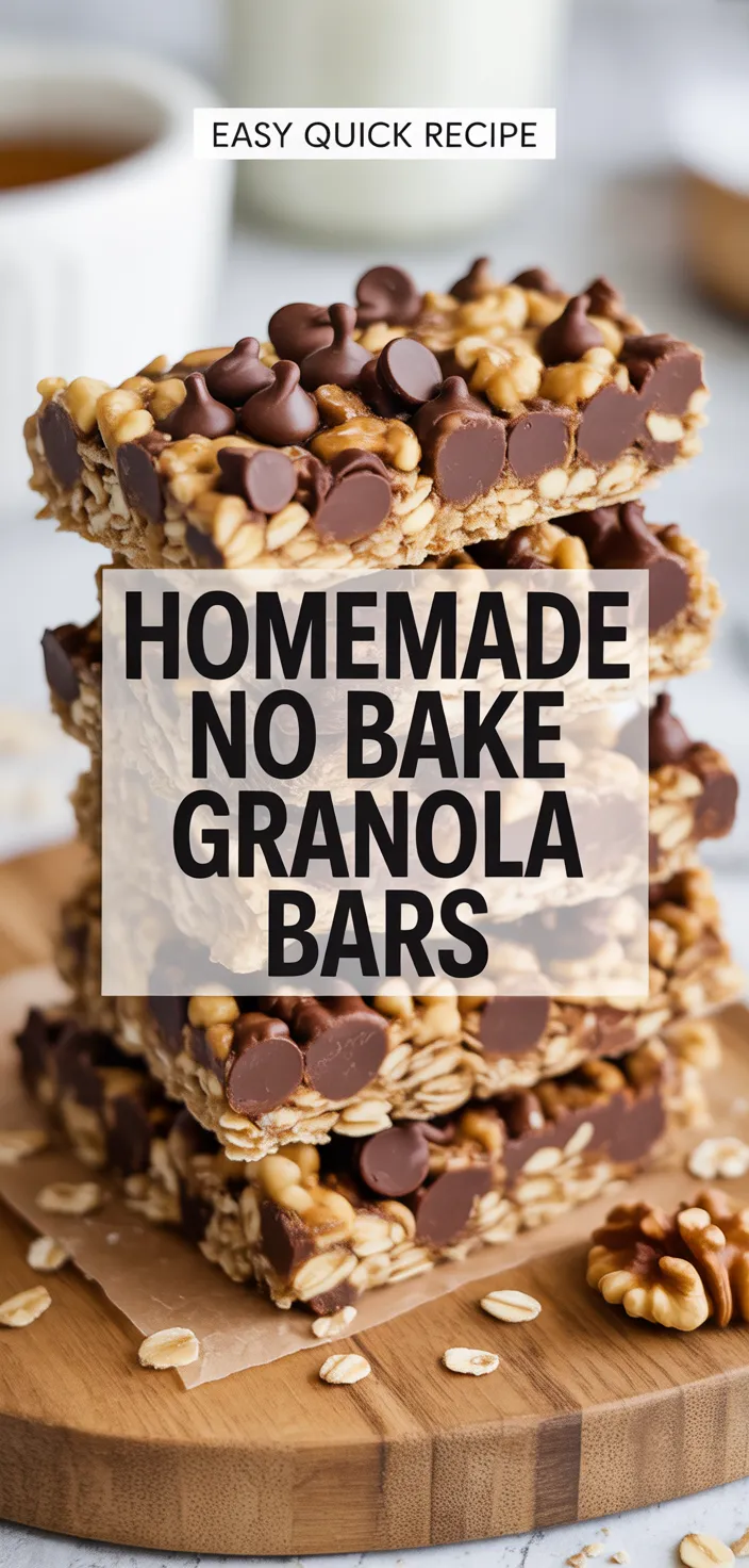 A photo of Homemade No Bake Granola Bars Recipe