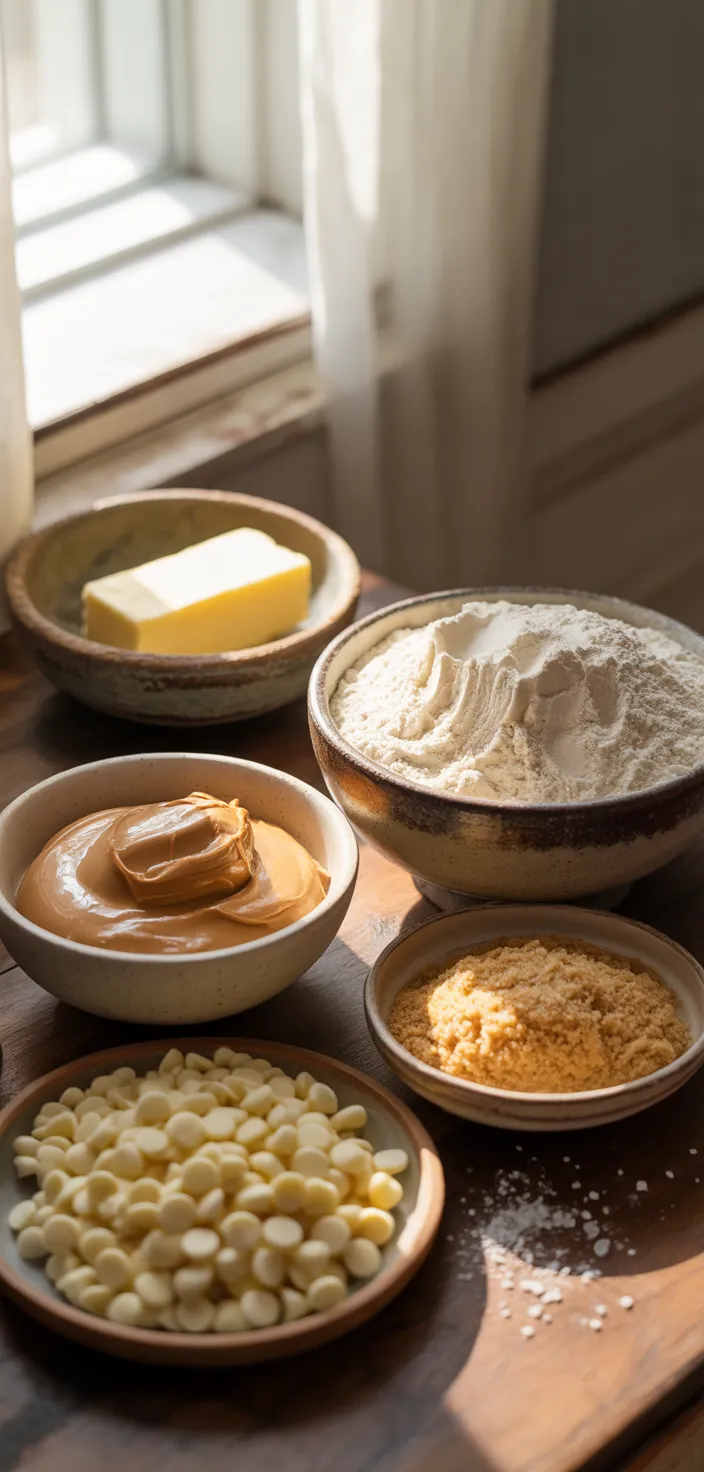 Ingredients photo for Peanut Butter White Chocolate Chip Cookies Recipe