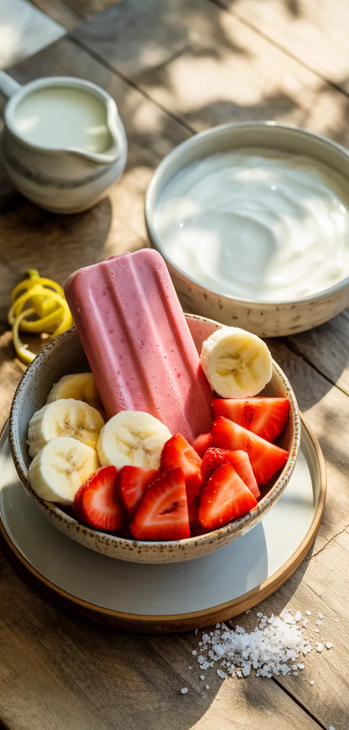 Ingredients photo for Strawberry Banana Popsicles Recipe