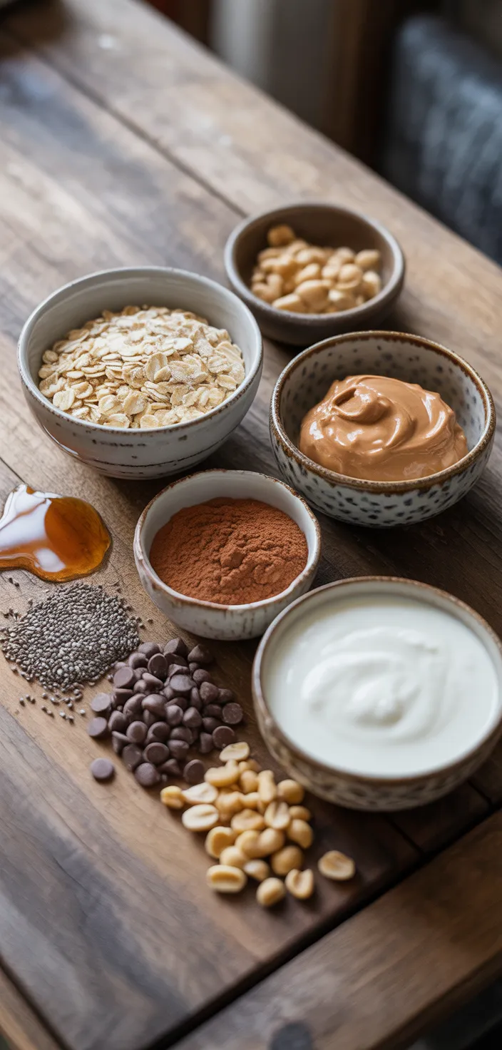 Ingredients photo for Chocolate Peanut Butter Overnight Oats Recipe