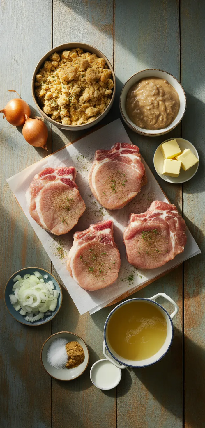 Ingredients photo for Crock Pot Pork Chop Stuffing Recipe