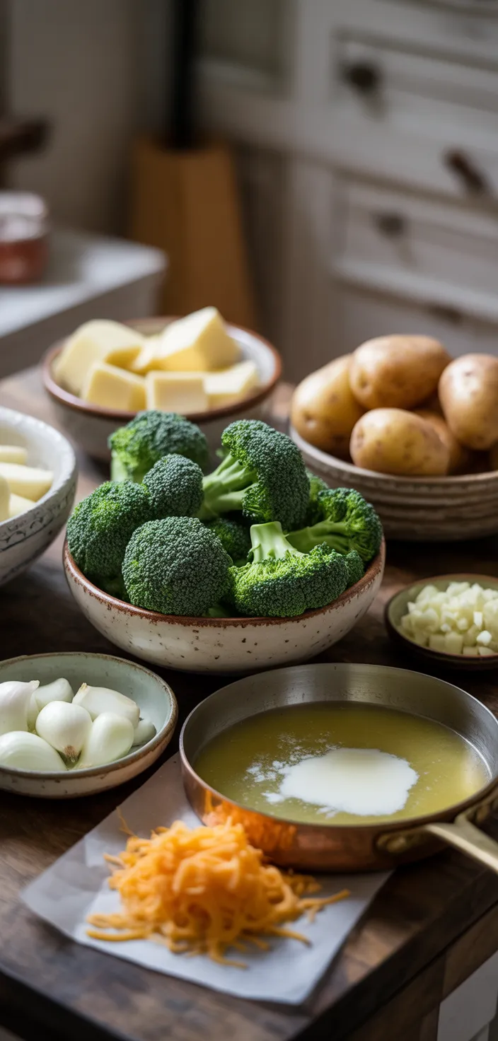 Ingredients photo for Crockpot Potato Broccoli Cheddar Soup Recipe