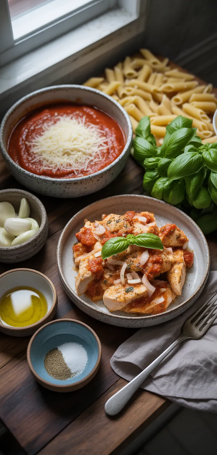 Ingredients photo for High Protein Chicken Parmesan Pasta Recipe