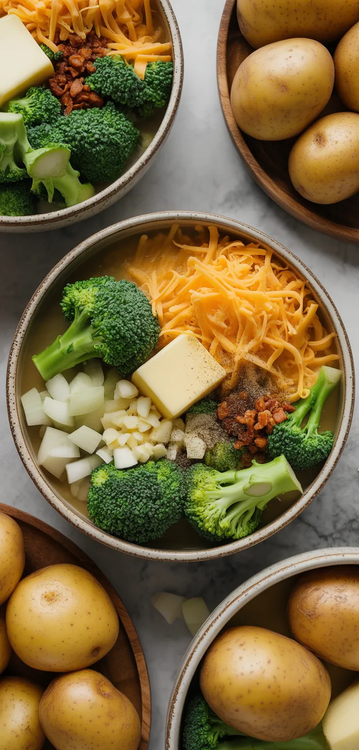 Ingredients photo for NO CREAM! BROCCOLI CHEESE AND POTATO SOUP Recipe