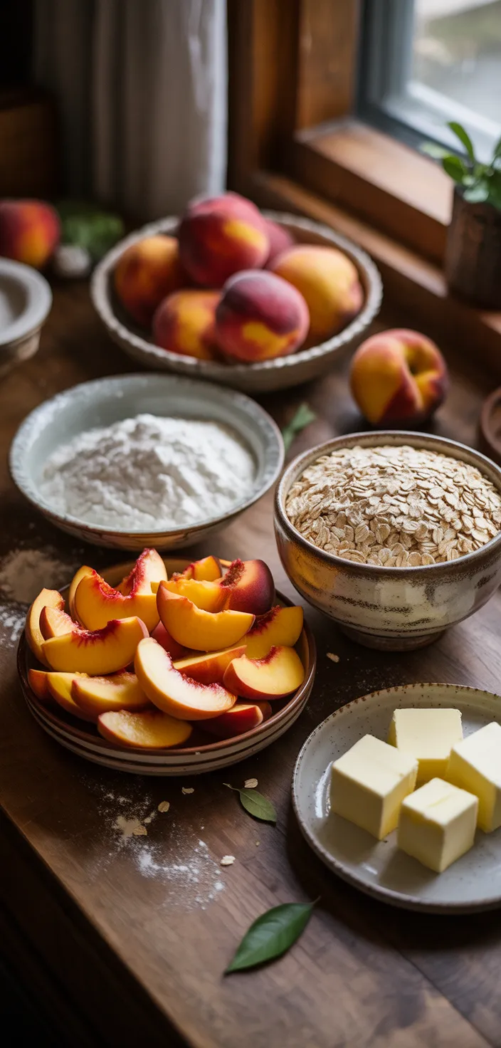 Ingredients photo for PEACH PIE CRUMBLE BARS Recipe