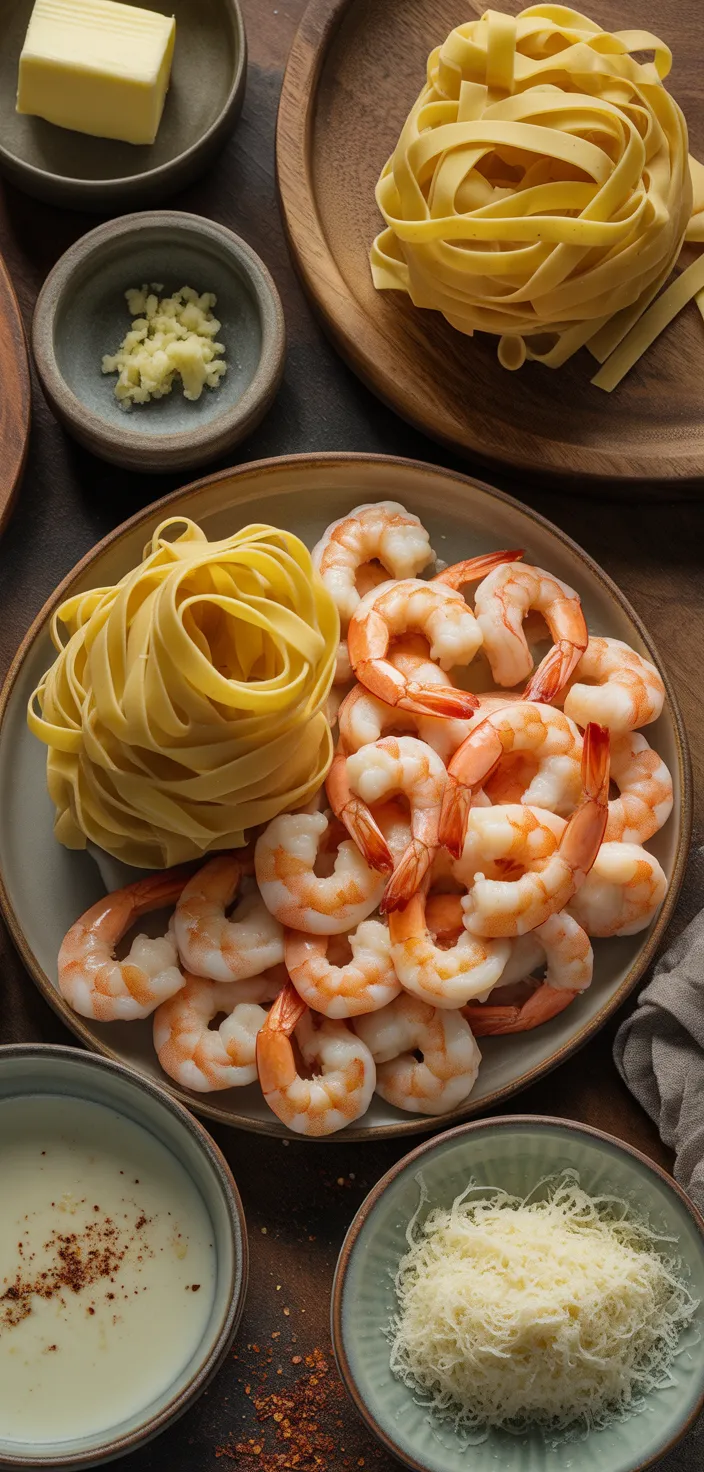 Ingredients photo for Easy Shrimp Alfredo Recipe