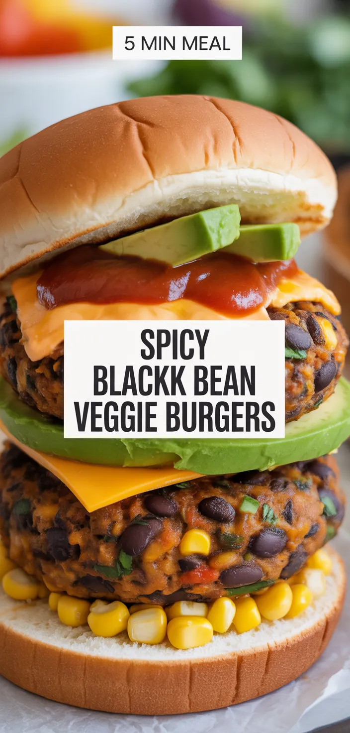 A photo of Spicy Black Bean Veggie Burgers Recipe